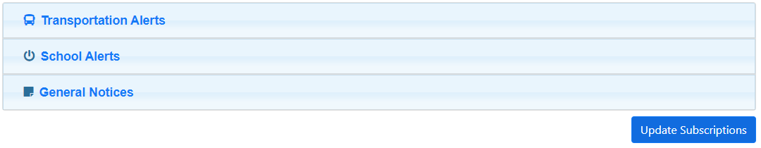 Parent Portal - My Subscriptions - Update Subscriptions